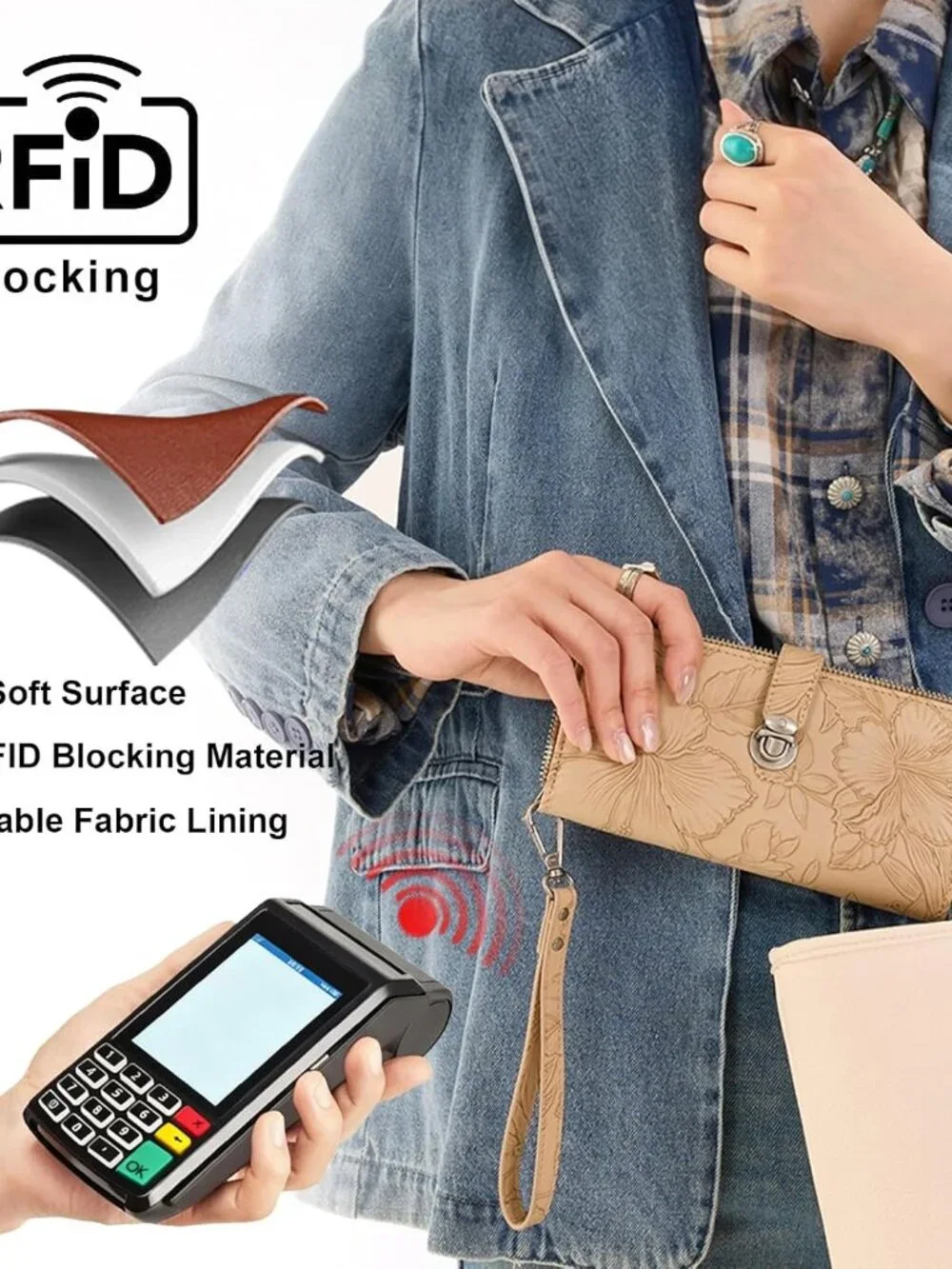 Wallet Women Wristlet Floral Wallets for Women Large Capacity Bifold Clutch Wall_4
